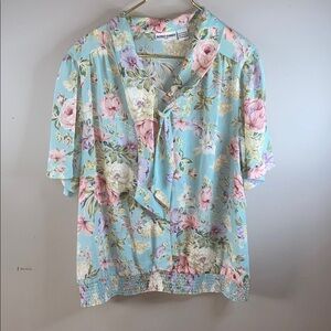 Alfred Dunner Relaxed Pink and blue Sailor Collar Blouse